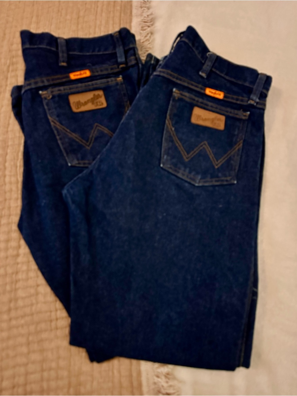 Wrangler Men’s Dark Straight Jeans with Tan Patch FLAME RESISTANT Bundle of 2
